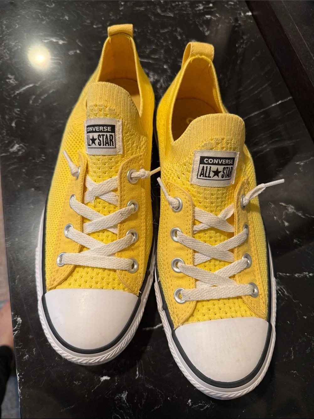 Converse Yellow Knit Low Top Sneakers with White Accents - Picture 2 of 7